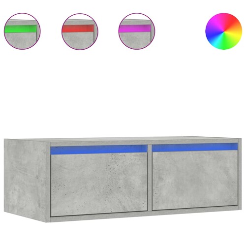 TV ormarić s LED svjetlima siva boja betona 75x35,5x25 cm - NOVO