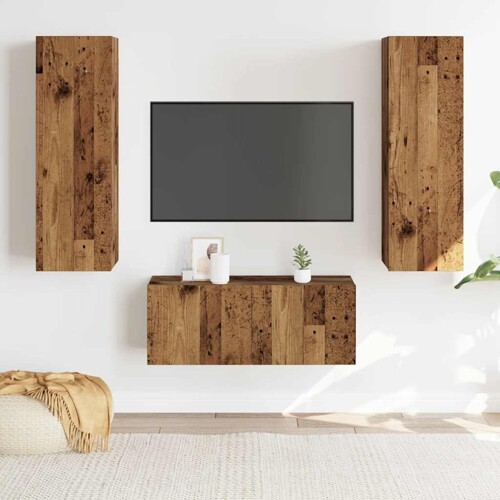 3-dijelni zidni set TV ormarić konstruirano drvo - NOVO