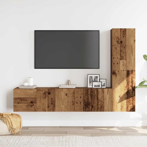 3-dijelni zidni set TV ormarić konstruirano drvo - NOVO