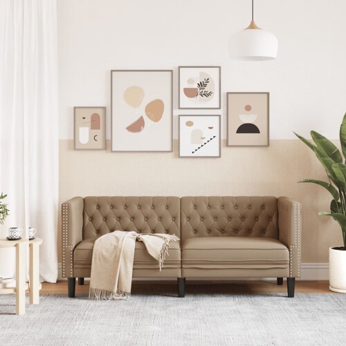 Fotelja Chesterfield 2-sjed Cappuccino umjetna koža - NOVO