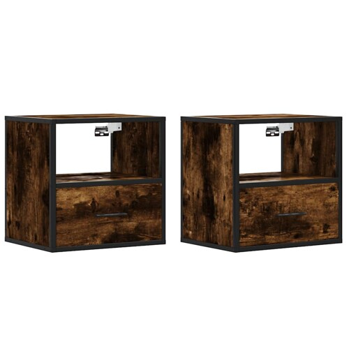 Zidni noćni ormarići 2 kom dimljeni hrast 40x31x39,5 cm - NOVO