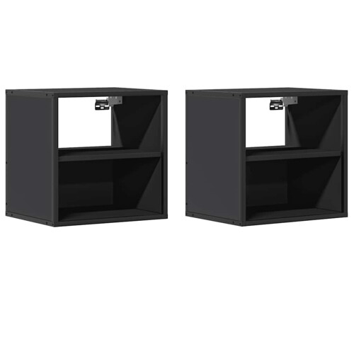 Zidni noćni ormarići 2 kom crni 40x31x39,5 cm - NOVO
