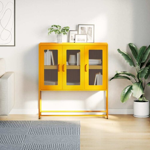 Komoda boja senfa 100,5x39x107 cm hladno valjani čelik - NOVO