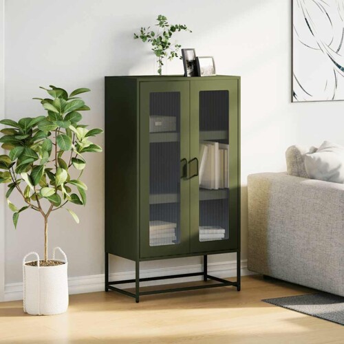 Visoka ploča maslinasto zelena 68x39x123 cm čelik - NOVO