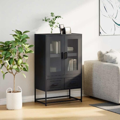 Visoka komoda crna 68x39x111,5 cm od čelika - NOVO