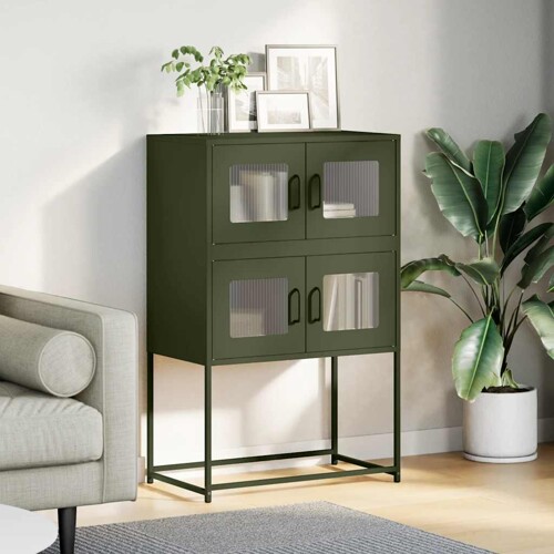 Visoka ploča maslinasto zelena 68x39x107 cm čelik - NOVO