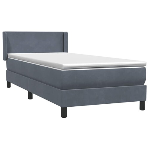 Box spring krevet s madracem tamnosivi 90x220 cm baršunasti - NOVO