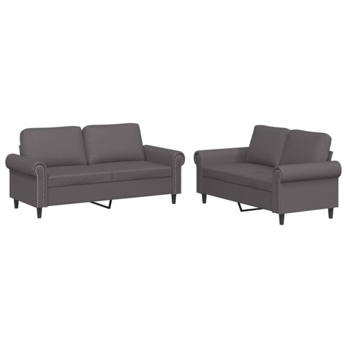 2-dijelni set sofa s jastucima sivi od umjetne kože - NOVO