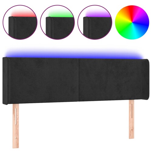 LED uzglavlje crno 147x16x78/88 cm baršunasto - NOVO
