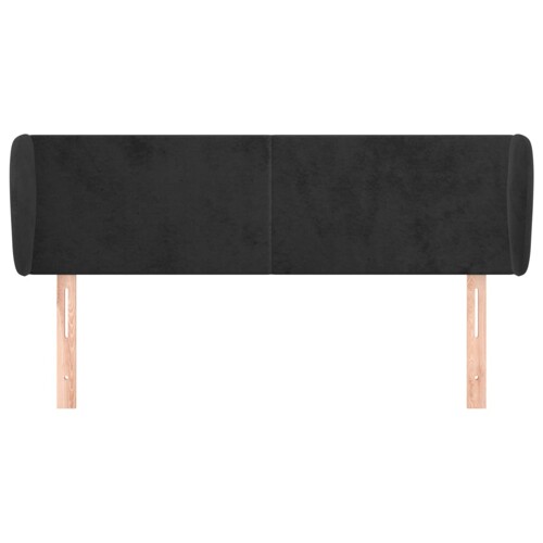 Uzglavlje s ušima crno 147x23x78/88 cm baršunasto - NOVO