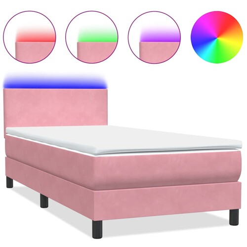 Box Spring krevet s madracem ružičasti 90x210 cm samt - NOVO