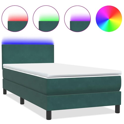 Box Spring krevet s madracem tamno zeleni 90x210 cm baršun - NOVO
