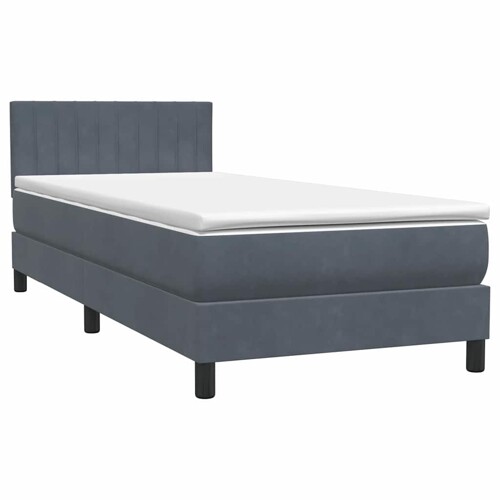 Box Spring krevet s madracem tamno sivi 80x210 cm baršun - NOVO
