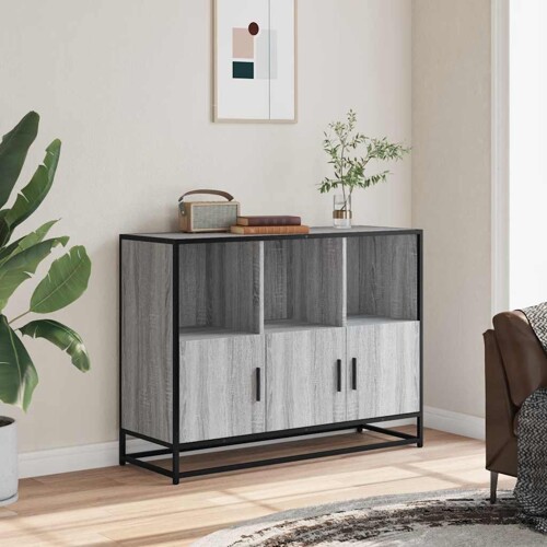 Komoda Siva Sonoma 100x35x76 cm Konstruirano drvo - NOVO