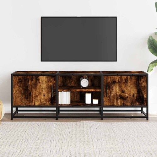 TV ormarić dimljeni hrast 120x35x41cm konstruirano drvo i metal - NOVO