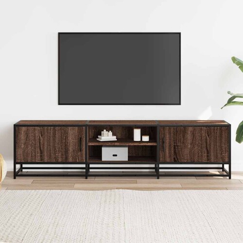 TV ormarić smeđi hrast 160x35x41 cm Konstruirano drvo i metal - NOVO