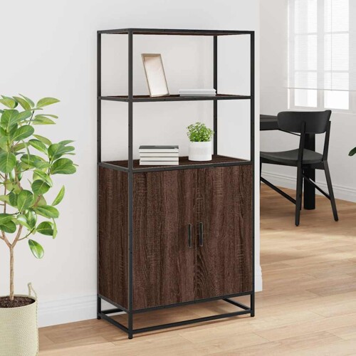 Visoka ploča smeđi hrast 68x35x139 cm Konstruirano drvo i metal - NOVO