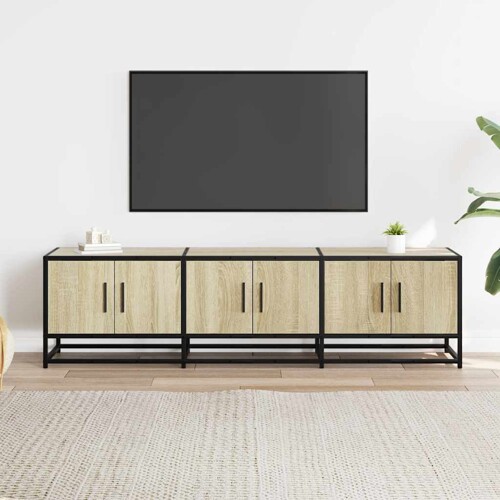 TV ormarić Sonoma hrast 150x35x41 cm Konstruirano drvo i metal - NOVO