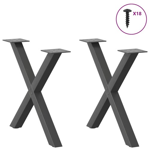 Noge za stolić u obliku slova X 2 kom antracit 60x(42-43) cm - NOVO