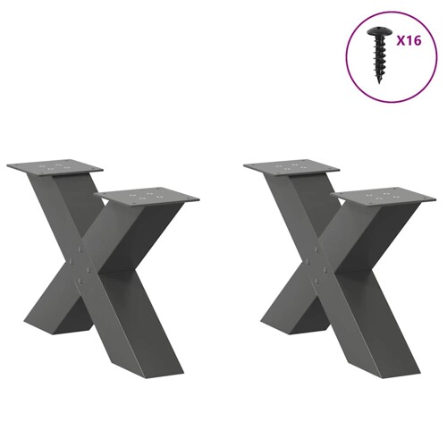 Noge za stolić u obliku slova X 2 kom antracit 60x(30-31) cm - NOVO