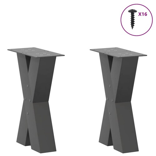 Noge za stolić u obliku slova X 2 kom antracit 38x(42-43) cm - NOVO