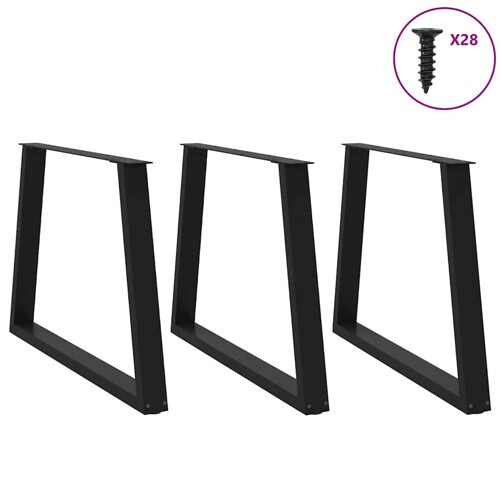Noge za blagovaonski stol V-oblika 3 kom crne 100x(72-73,3) cm - NOVO