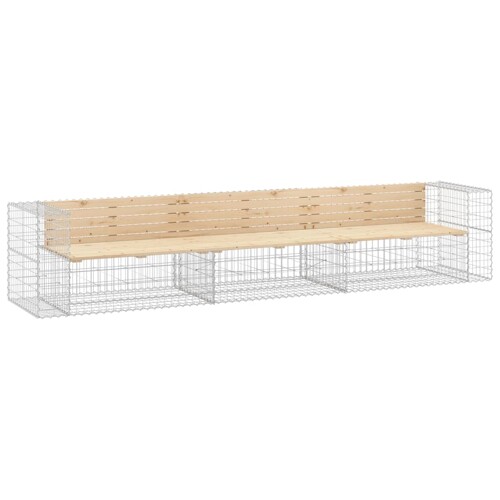 Vrtna klupa s gabionskim dizajnom 347x71x65,5 cm od borovine - NOVO