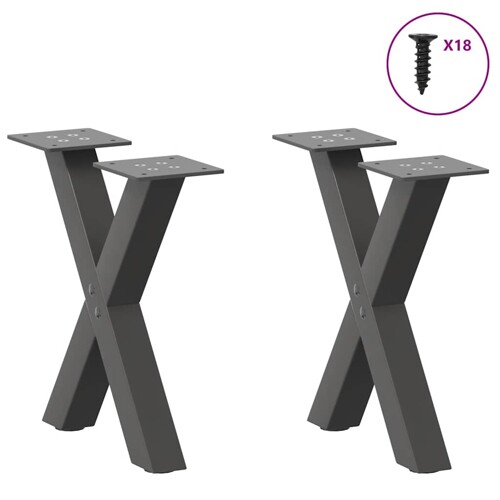 Noge za stolić u obliku slova X 2 kom antracit 40x(30-31) cm - NOVO