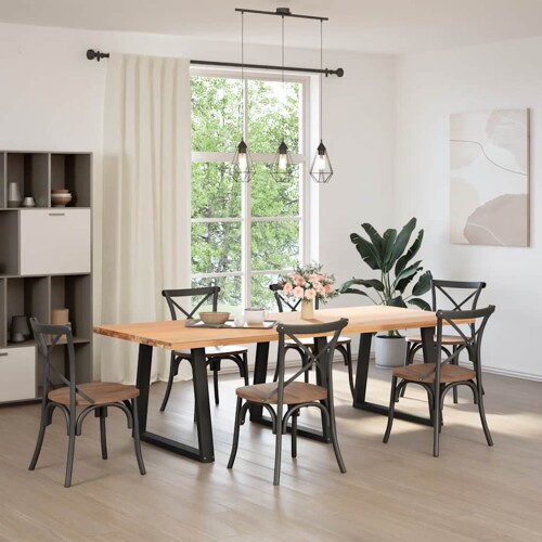 Noge za blagovaonski stol V-oblik 3 kom crne 70x(72-73,3) cm - NOVO