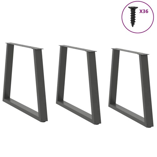 Noge blagovaonskog stola V-oblika 3 kom antracit 80x(72-73,3)cm - NOVO