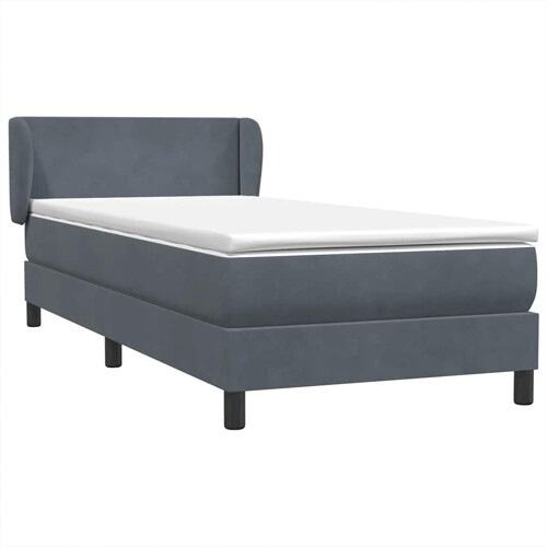 Box spring krevet s madracem tamnosivi 90x220 cm baršunasti - NOVO
