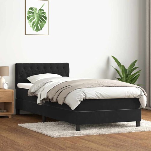 Box spring krevet s madracem crni 90x220 cm baršunasti - NOVO