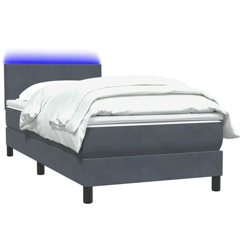 Box spring krevet s madracem tamnosivi 80 x 220 cm baršunasti - NOVO