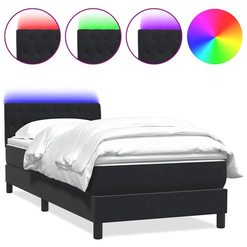 Box spring krevet s madracem crni 90x220 cm baršunasti - NOVO