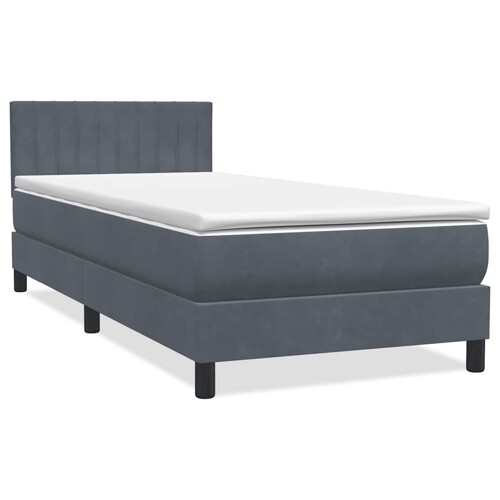Box spring krevet s madracem tamnosivi 90x210 cm baršunasti - NOVO