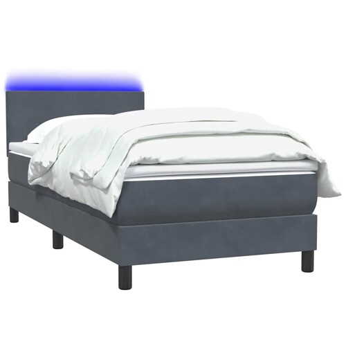 Box spring krevet s madracem tamnosivi 90x210 cm baršunasti - NOVO
