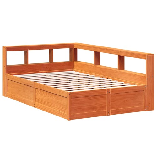 Krevet s regalom za knjige bez madraca 140 x 190 cm od borovine - NOVO