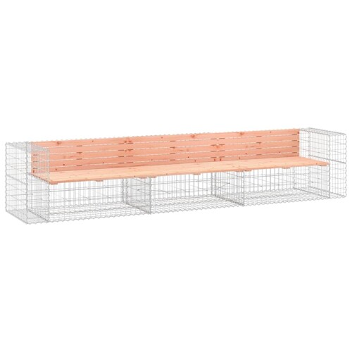Vrtna klupa s gabionskim dizajnom 347x71x65,5 cm drvo duglazije - NOVO