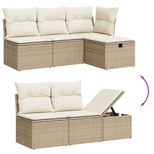 6-dijelni set vrtnih sofa s jastucima bež od poliratana - NOVO