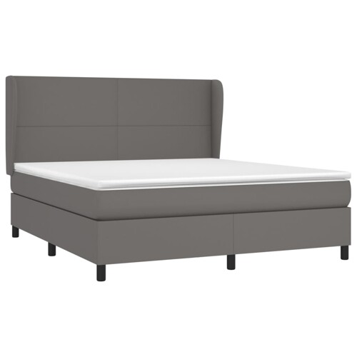 Krevet s oprugama i madracem sivi 180 x 200 cm od umjetne kože - NOVO