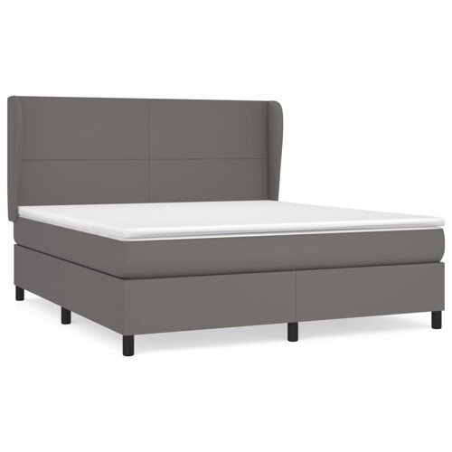 Krevet s oprugama i madracem sivi 180 x 200 cm od umjetne kože - NOVO