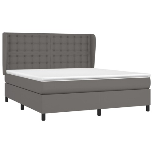 Krevet s oprugama i madracem sivi 180 x 200 cm od umjetne kože - NOVO