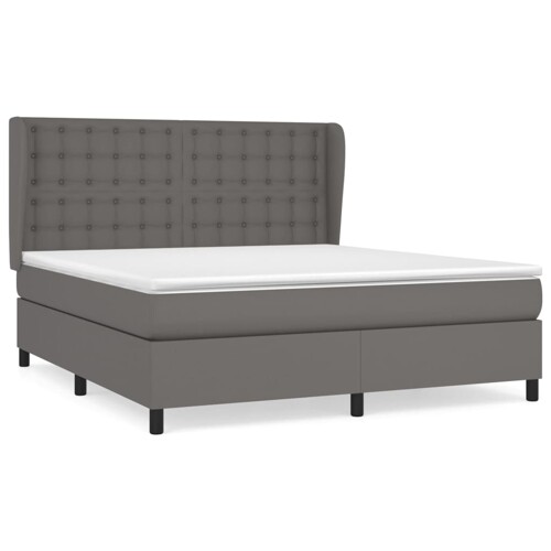 Krevet s oprugama i madracem sivi 180 x 200 cm od umjetne kože - NOVO
