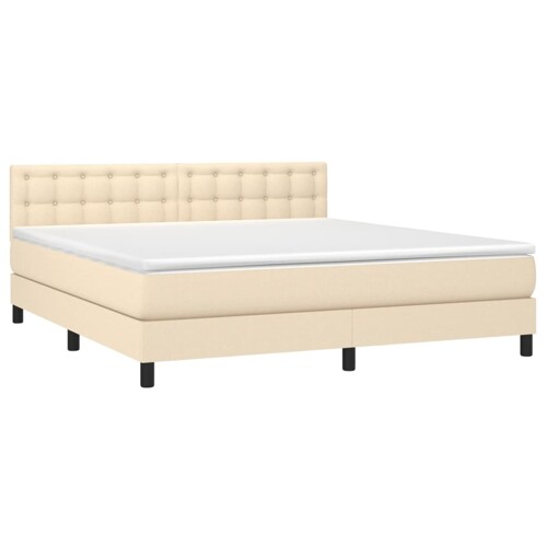 Krevet s oprugama i madracem krem 180x200 cm od tkanine - NOVO