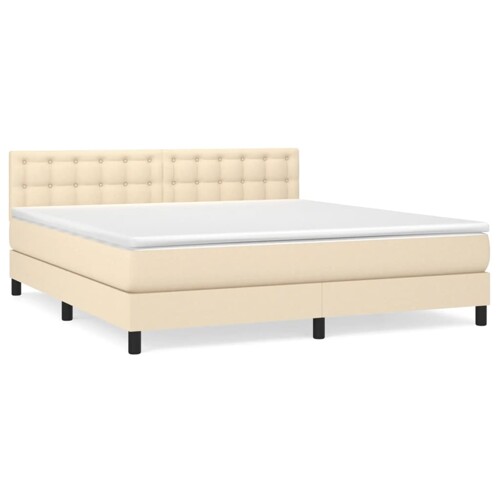 Krevet s oprugama i madracem krem 180x200 cm od tkanine - NOVO