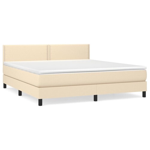 Krevet s oprugama i madracem krem 180x200 cm od tkanine - NOVO