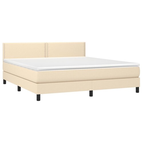 Krevet s oprugama i madracem krem 180x200 cm od tkanine - NOVO