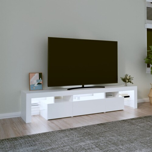 TV ormarić s LED svjetlima bijeli 200x36,5x40 cm - NOVO