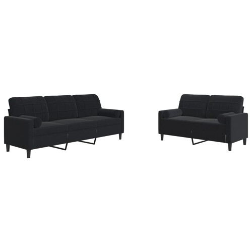 2-dijelni set sofa s jastucima crni baršunasti - NOVO