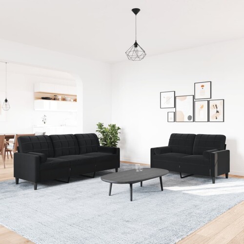 2-dijelni set sofa s jastucima crni baršunasti - NOVO